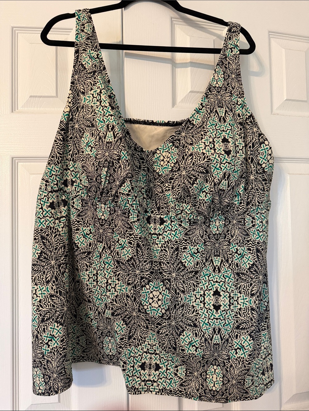 Swimsuits For All Black & Mint Floral Tank Top